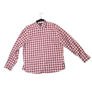 Lands End Women No Iron Pinpoint Oxford Plaid Button Down Shirt‎ Size 18 Holiday